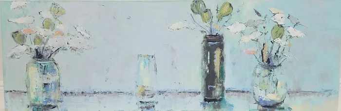 "Queen Anne_s Lace (oil on canvas, 20 x 60)" by Lorrie Lane